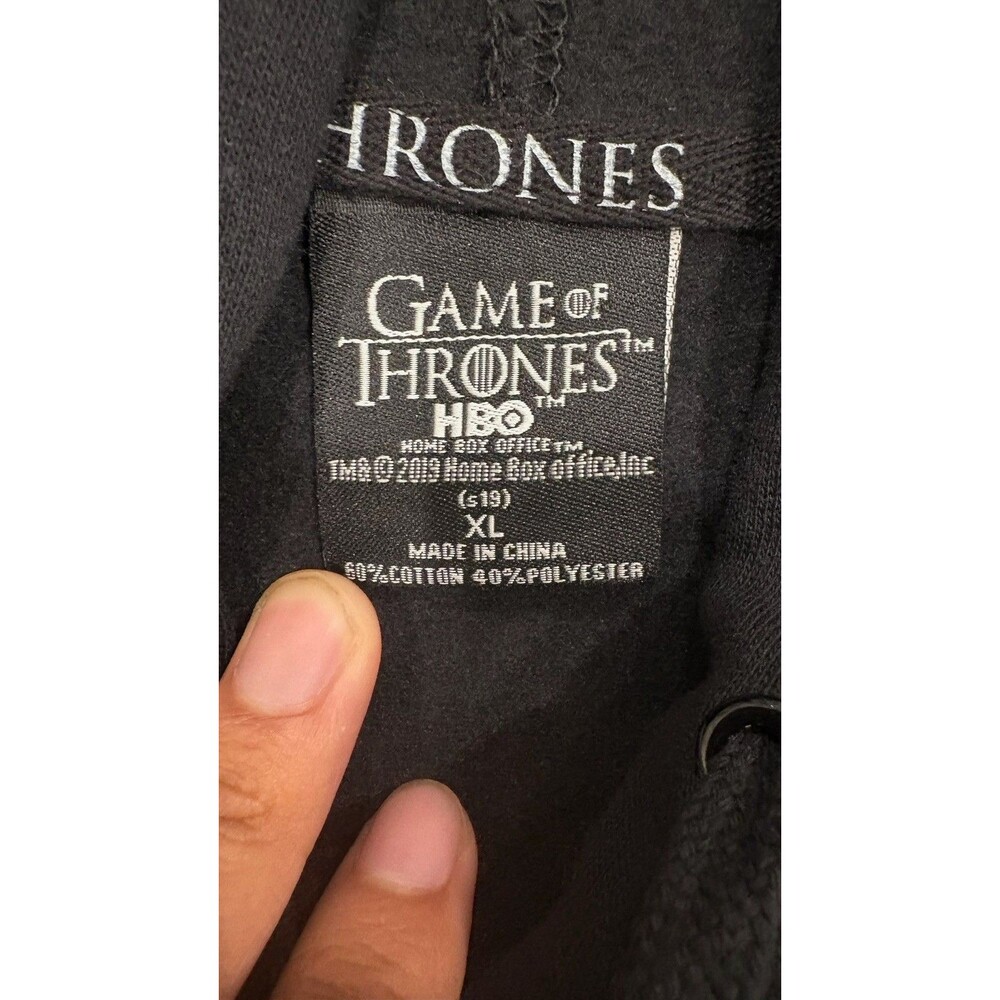 NWT HBO Game of Thrones Black Hoodie House Stark Targaryan Lannister XL Dragons - Picture 4 of 8